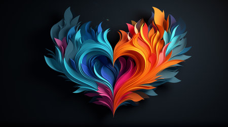 Abstract symbol of the heart. The concept of love and Valentine's Day. Generative AI.の素材