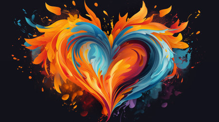 Abstract symbol of the heart. The concept of love and Valentine's Day. Generative AI.の素材