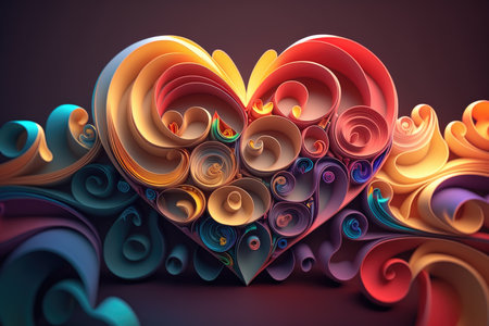 Abstract colored paper hearts. Generative AIの素材