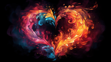 Abstract symbol of the heart. The concept of love and Valentine's Day. Generative AI.の素材