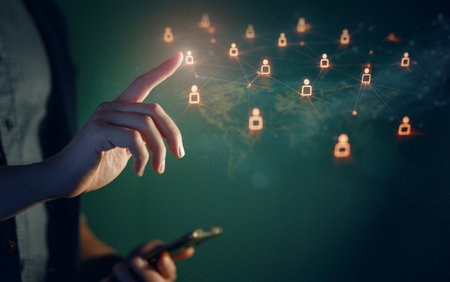 Man with smartphone. Metaverse technology and communication concept.