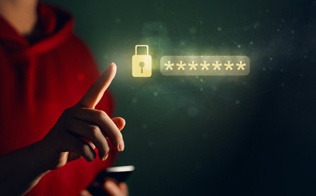 Lock the phone with a password for mobile cybersecurity or a password to confirm login in the online...