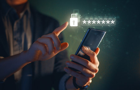 Lock the phone with a password for mobile cybersecurity or a password to confirm login in the online...