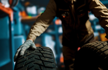 Hands of mechanic changing a wheel of a car