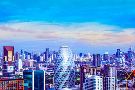 View sky , clound and building of Downtown in Bangkok Thailandのeditorial素材
