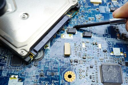 Computer circuit cpu chip mainboard core processor electronics device : concept of data, hardware,...