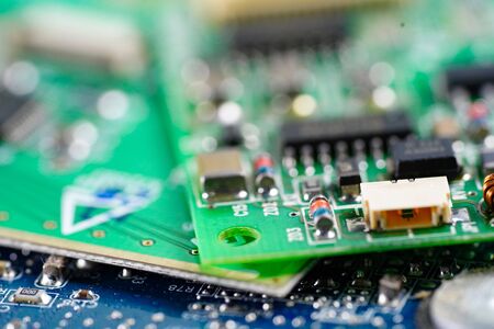 Computer circuit cpu chip mainboard core processor electronics device, concept of data, hardware, technician and technology.の写真素材