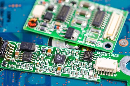 E-waste electronic, computer circuit cpu chip mainboard core processor electronics device : concept...