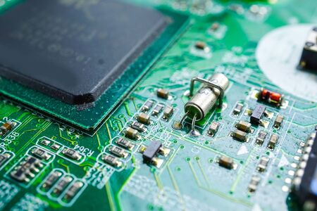E-waste electronic, computer circuit cpu chip mainboard core processor electronics device : concept...