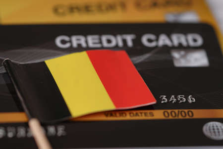 Germany flag on credit card : Business and finance concept.の写真素材