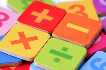 Math Number colorful on white background : Education study mathematics learning teach concept.の写真素材