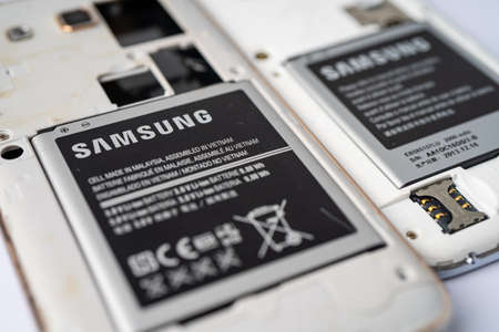 BANGKOK,THAILAND.JULY 1,2020 Battery for Smartphone SAMSUNG.のeditorial素材