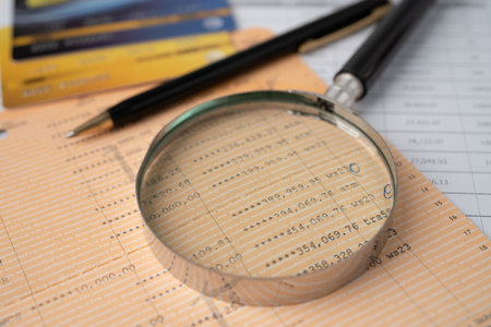 Pen on account book bank with credit card; Banking, Investment, economy, business concept.の写真素材