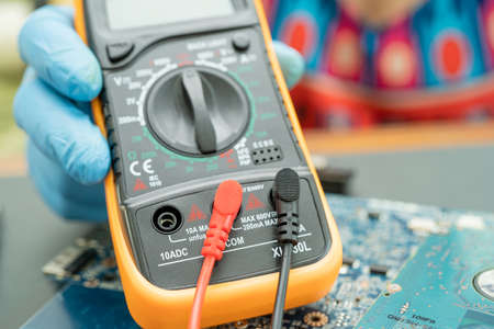 Multimeter electronic digital to measure the voltage of electrical.の写真素材