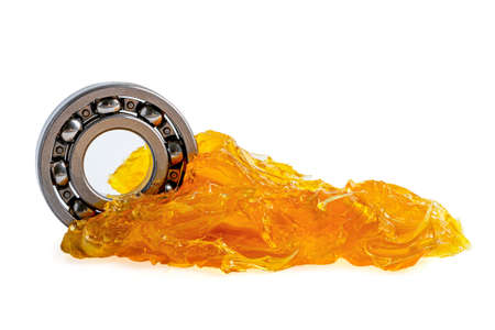 Ball bearing with grease lithium machinery lubrication for automotive and industrial  isolated on...