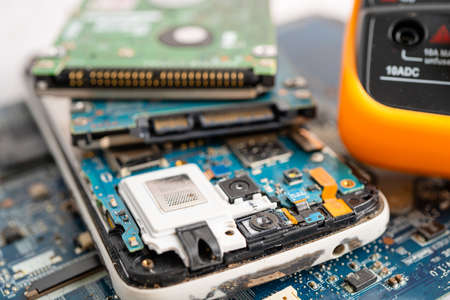 Multimeter electronic digital to measure the voltage of electrical.の写真素材