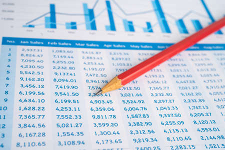 Spreadsheet table paper with pencil. Finance development, Banking Account, Statistics Investment...