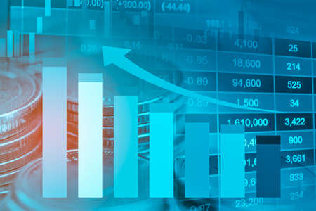 Stock market investment trading financial, coin and graph chart or Forex for analyze profit finance...
