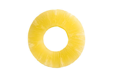 Pineapple slice in top view isolate on white background.の写真素材