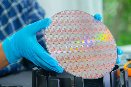 Silicon wafer for manufacturing semiconductor of integrated circuit.の写真素材