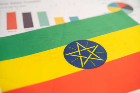 Ethiopia flag on graph background, Business and finance concept.の写真素材