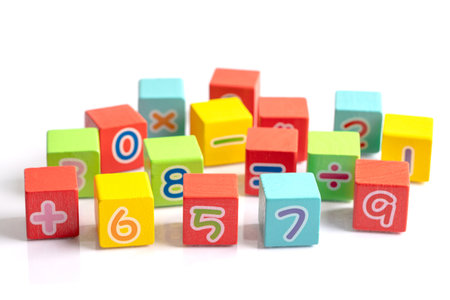 Math number colorful on white background, education study mathematics learning teach concept.