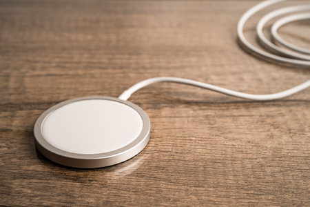 Wireless charger, magnetic charging modern equipment of mobile phone.