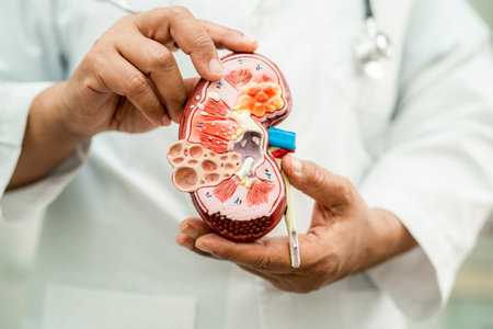 Kidney disease, Chronic kidney disease ckd, Doctor hold model to study and treat in hospital.の写真素材