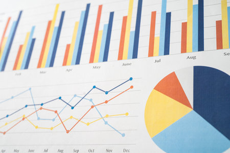 chart or graph paper. Financial, account, statistics and business data concept.の写真素材