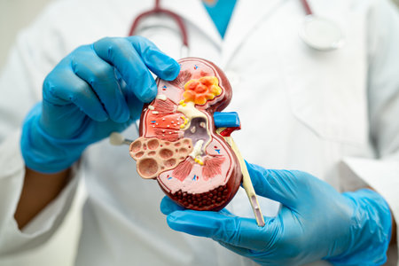 Kidney disease, Chronic kidney disease ckd, Doctor hold model to study and treat in hospital.の写真素材