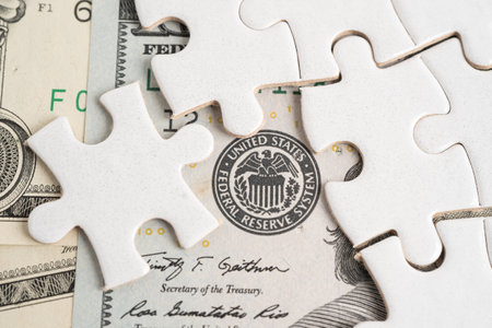 FED The Federal Reserve System with jigsaw puzzle paper, the central banking system of the United...