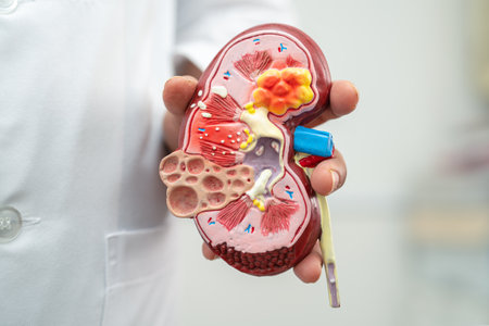 Kidney disease, Chronic kidney disease ckd, Doctor hold model to study and treat in hospital.の写真素材