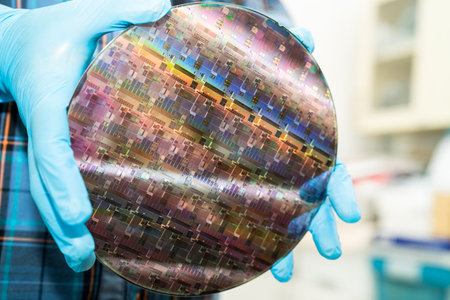 Silicon wafer for manufacturing semiconductor of integrated circuit.の写真素材
