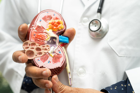 Kidney disease, Chronic kidney disease ckd, Doctor hold model to study and treat in hospital.の写真素材