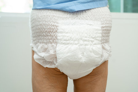 Asian senior woman patient wearing incontinence diaper in hospital, healthy strong medical concept.の写真素材