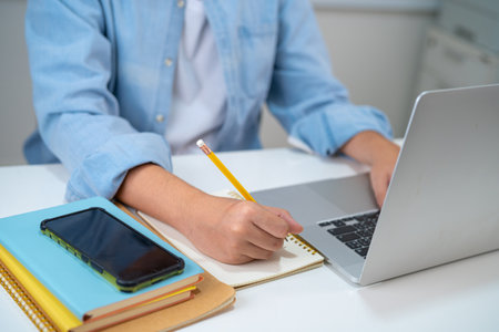 Teenage use laptop and mobile phone search data online to online learning university education.