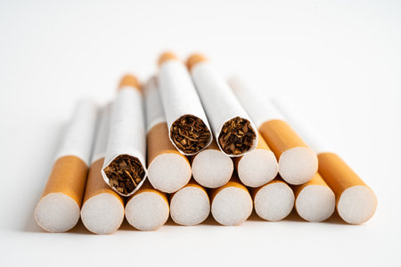 Cigarette on US dollar banknotes, cost, trading, marketing and production, No smoking, imort export...