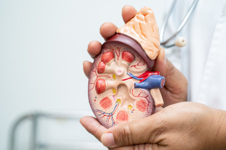 Cardiovascular disease CVD, Asian doctor holding human anatomy model for learn and treat heart...