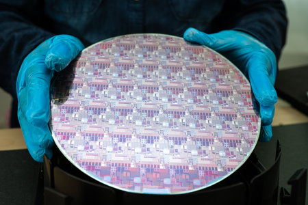 Silicon wafer for manufacturing semiconductor of integrated circuit.の写真素材