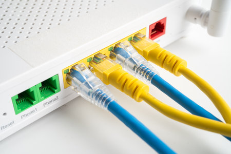 cable with wireless router connect to internet service provider internet network.