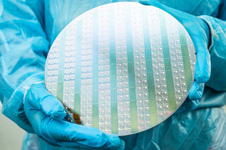 Silicon wafer for manufacturing semiconductor of integrated circuit.