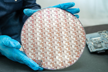 Silicon wafer for manufacturing semiconductor of integrated circuit.の写真素材