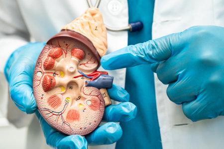 Kidney disease, Chronic kidney disease ckd, Doctor hold human model to treat and study in hospital.の写真素材