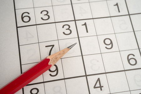 Sudoku puzzle game playing to challenge brain.の写真素材