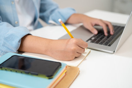 Teenage use laptop and mobile phone search data online to online learning university education.