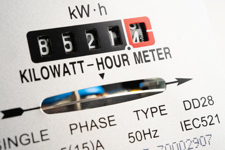 Electric measuring power meter for energy cost at home and office.の写真素材
