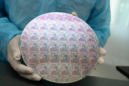 Silicon wafer for manufacturing semiconductor of integrated circuit.