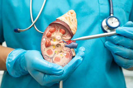 Kidney disease, Chronic kidney disease ckd, Doctor hold model to study and treat in hospital.