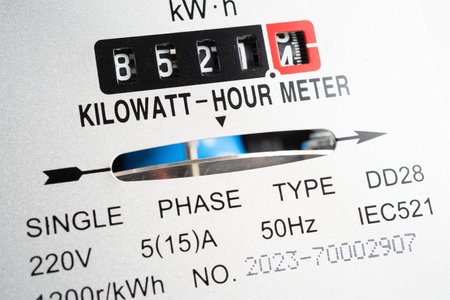Electric measuring power meter for energy cost at home and office.