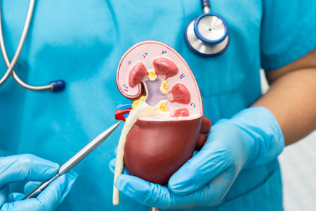 Kidney disease, Chronic kidney disease ckd, Doctor hold model to study and treat in hospital.